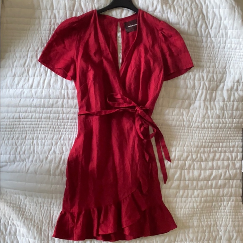 Reformation Red Wrap Mini Dress
